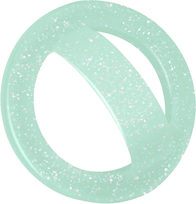 QxbBox Magnetic Silicone Ring Grip Phone Holder, Rotating Finger Loop Ring Grip Holder, Soft and Portable, Strong Magnetic Attraction, Compatible with Magsafe Phone Case (Sparkle Green) - Image 1